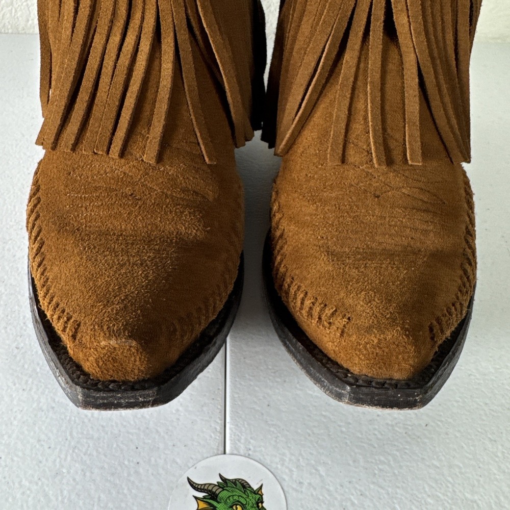 Old Gringo Chucha Western Fringe Cowboy Boots Women's Size 7 Rust Brown Studs - Picture 10 of 16